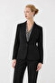 One Button Blazer Jacket - Black - 3