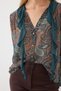 Shawl Patterned Chiffon Shirt with Scarf - Tile - 5