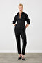 Slim Fit Cotton Shirt with Embroidered Cuff Detail - Black - 3