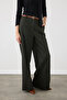 Herringbone Wide-Leg Wool Trousers - Khaki - 2