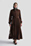 Pleated Elastic Dress Bitter Brown - 2