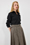 Woolen Long Flared Skirt - Brown - 7