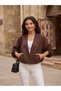 Women's Kimono Collar Flowy Balloon Sleeve Blouse