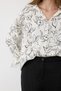 Floral Patterned Relaxed Fit Satin Shirt - Ecru - 5