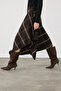 Asymmetric Plaid Skirt - Brown - 5