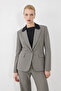 Houndstooth Blazer Jacket with Embellished Collar - Green