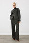 Herringbone Wide-Leg Wool Trousers - Khaki - 4