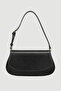 Oval Faux Leather Bag - Black