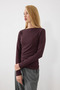 Boat Neck Long Sleeve Knitted Blouse - Plum - 3