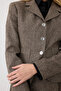 Waist-Fitted Woolen Jacket - Brown - 6