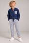 Navy Long Sleeve Autumn - 100% Cotton, Winter Muslin, Woven Fabric Pants Set, Comfortable Fit