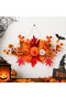(eb390)Halloween Wreath,Wood Wreath for Front Door, Maple Leaf Pumpkin Flower Wooden Decor 17 Inch,Autumn Thanksgiving Welcome Door Sign for Front Door Farmhouse Porch Wall Decor Outdoor - 2