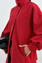 Women's Snap Detail Hidden Zipper Ribbed Parachute Jacket Red - 5