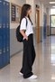 Girls' Wide-Lette School Pants with Elastic Waist Sports Track Pants - 2