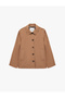 Long Sleeve Buttoned Short Gabardine Trench Coat with Pockets - 6