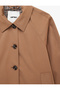 Long Sleeve Buttoned Short Gabardine Trench Coat with Pockets - 8