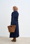 Women's Pleated Denim Skirt Suit Navy Blue - 5