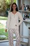 Women's Penguin Patterned Patchwork Waffle Fabric Pajama Set - 2