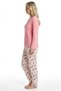 Women's pink 100% cotton jersey pajama set, long sleeve button-down collar, women's pajama set with pockets. - 3