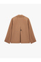 Long Sleeve Buttoned Short Gabardine Trench Coat with Pockets - 7
