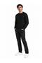 Men's Black Crew Neck Vertical Striped Knit Sweater - 2