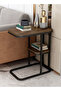 C Shaped End Table 2-Tier Sturdy C Table with Storage Narrow Side Table for Living Room Bedroom with Metal Frame Industrial Small Bedside Table Sofa Couch Table for Small Space Black Frame