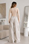 Women's Body-Fitting Short Cut Beige Blouse - 3