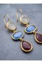 White Blue Plum Stone Detailed Gold Color Dangle Women's Earrings