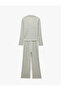 Comfortable Fit Long Sleeve Buttoned Shirt Collar Camisole Pajama Set - 2