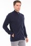Navy Blue Men's 100% Cotton Plain Knit Ribbed Pocket Full Zipper Stand Collar Knitwear Cardigan Trist-1205 - 3