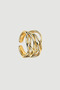 Thin Striped Multi-Row Ring - Gold - 2