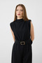 Beli Belted Padded Wide Leg Crepe Jumpsuit - Black - 5
