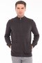 Brown Men's 100% Cotton Plain Knit Ribbed Pocket Full Zipper Stand Collar Knitwear Cardigan Trist-1205