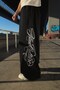 Script Adjustable Black Baggy Sweatpants - 3