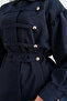 Women's Balloon Sleeve Hidden Button Shirt Navy Blue - 5