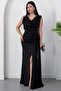 Shoulder-Accessory Glittery Cowl Neck Dress 39878