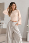 Women's Body-Fitting Short Cut Beige Blouse - 4
