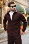 Bitter Brown Buttoned Men's Shirt and Trousers Two-Piece Set E7377 - 6