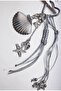 Silver Shell and Star Detailed Multi-Object Charm Keychain - 2