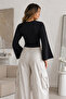 Women's Bodycon Short Cut Black Blouse - 3
