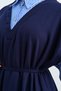 Women's Striped Shirt Collar Waist Tie Dress Navy Blue - 5