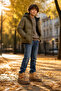 Stylish Anatomical Boys' Khaki Zippered Lace-Up Casual Boots Shoes