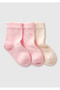 Baby pink-white patterned 3-piece sock set