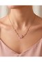 Maia Pink Zircon Stone Flower Motif Steel Necklace