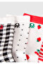 Boy's red mix patterned 4-piece long socks set - 2