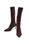 Brown Suede Stretch Thin Heeled Women's Boots - 2