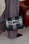 Black - Black Striped Plaid Women's Crossbody Bag Sp784 - 3