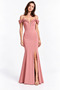 Women's Thin Straps Off-Shoulder Stone Detailed Slit Fish Model Long Evening Dress - 5