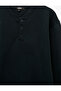 Long Sleeve Three-Thread Ribbed Button Detailed Henley Collar Sweatshirt - 3