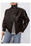 Double-Breasted Front Closure Leather Jacket - 3